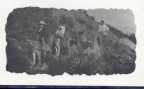 Wilma Wright baby with mother on donkey, Dad on foot
